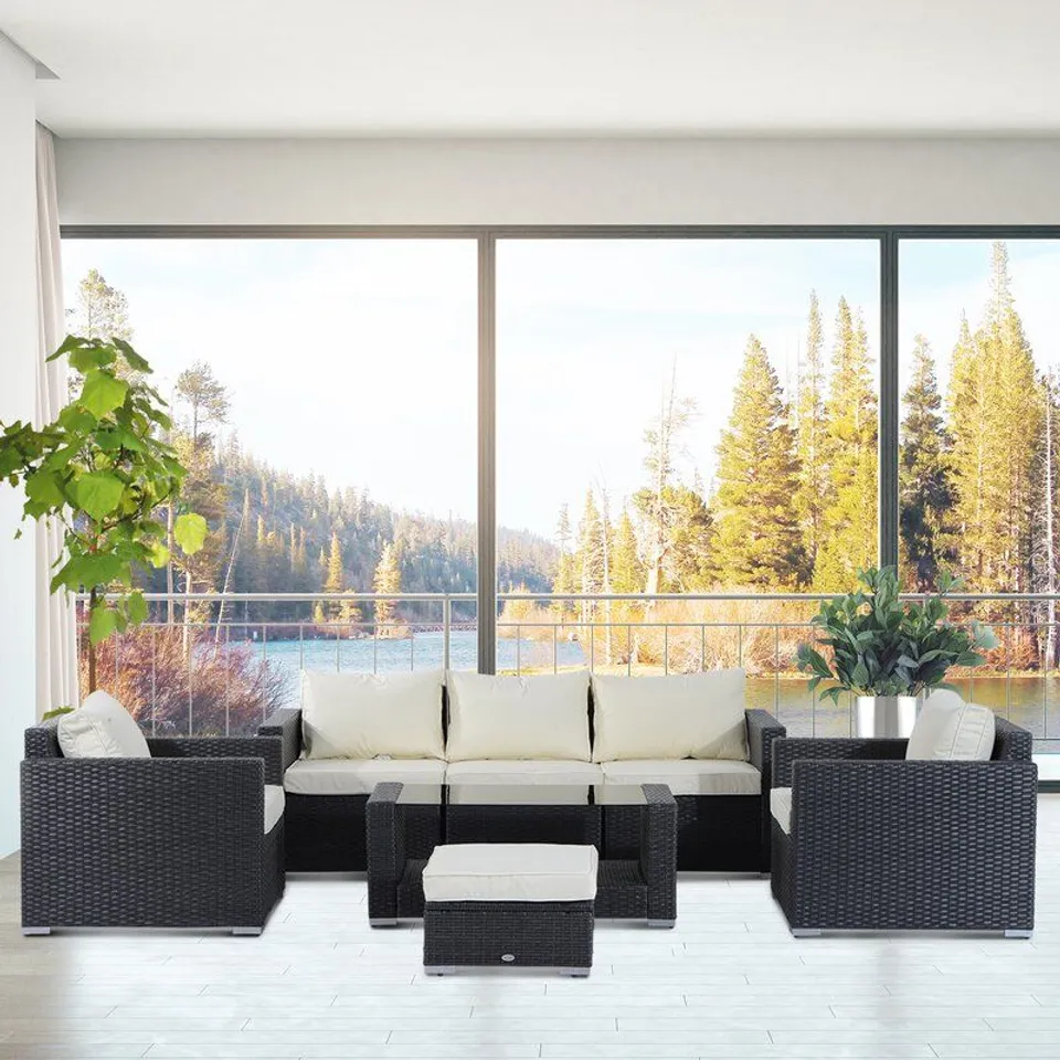 BOXED SEIBERT 5 SEATER RATTAN SOFA SET (3 BOXES)