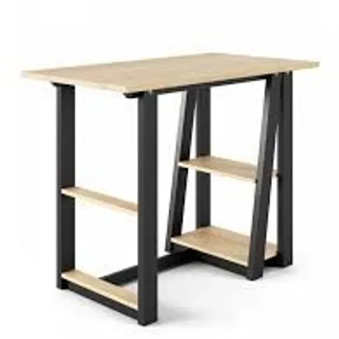 BOXED ALPHASON PENZANCE AW3140 DESK - BLACK & OAK (1 BOX)