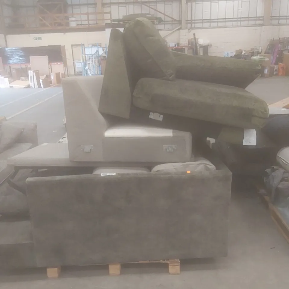 PALLET OF ASSORTED INCOMPLETE SOFA BED PARTS, PIECES AND CUSHIONS