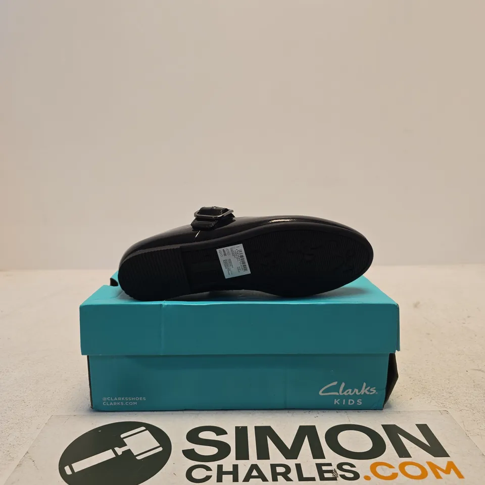 CLARKS PORTO TAP Y. BLACK PATENT MARY JANE SHOES, UK 6