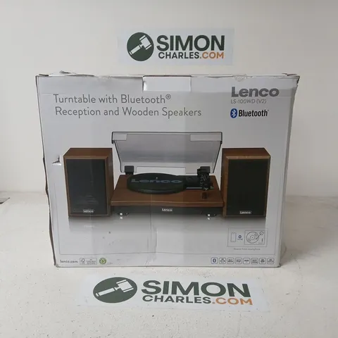 LENCO LS-100WD (V2) TURNTABLE WITH BLUETOOTH AND WOODEN SPEAKERS – BOXED