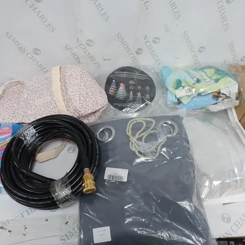 BOX OF APPROXIMATELY 12 ASSORTED ITEMS TO INCLUDE KNITTING CROCHET, TOWER DISPLAY STAND, AND SOAP DISPENSER ETC.