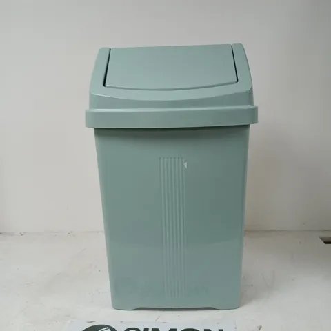 LIGHT BLUE PLASTIC WASTE BIN WITH HINGED LID – STORAGE BIN