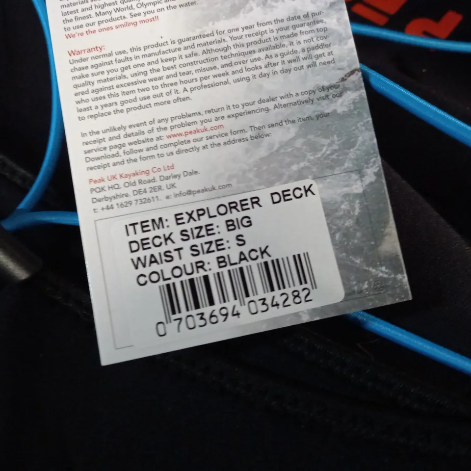 PEAK UK PADDLESPORTS EXPLORER DECK - WAIST S DECK BIG