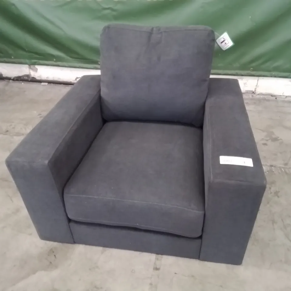 DESIGNER EASY CHAIR CHARCOAL FABRIC 