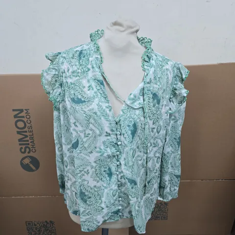 TOGETHER WOMEN’S PAISLEY PRINT BLOUSE WITH FRILL TRIM, UK 12