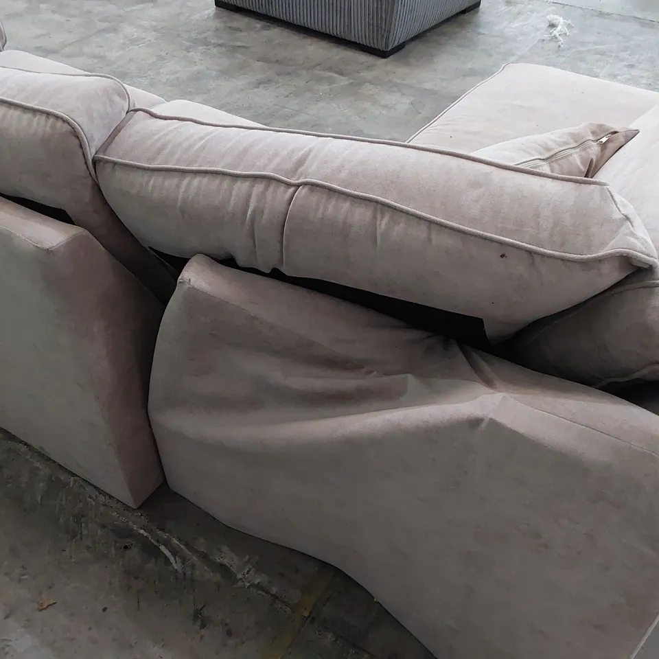 DESIGNER CHAISE SOFA LILAC PLUSH FABRIC 