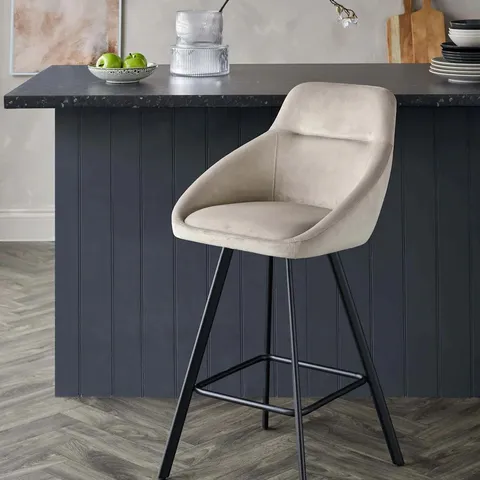 BOXED DANETTI CLEO CHAMPAGNE VELVET SWIVEL BAR STOOL
