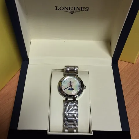 BOXED LONGINES STAINLESS STEEL MASTER CHRONOMETER WATCH