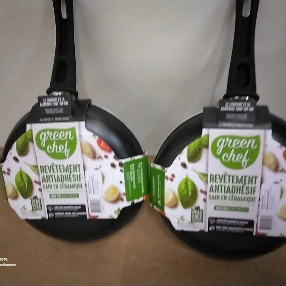 TWO GREEN CHEF 24cm NON STICK FRYING PANS