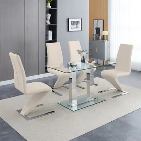 BOXED JET SMALL CLEAR GLASS DINING TABLE - 120cm (3 BOXES)