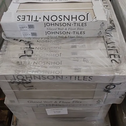 PALLET CONTAINING 40 CARTONS OF JOHNSONS SHERWOOD HAZE TILES - 5 PER PACK / 597X297X10MM