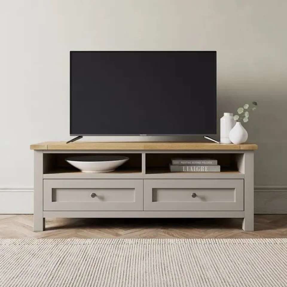 BOXED OLNEY TV UNIT FOR TVS UP TO 55" - GREY (1 BOX)