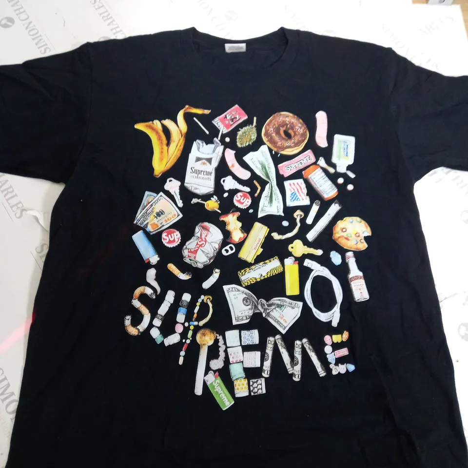SUPREME BLACK LOGO TSHIRT-LARGE