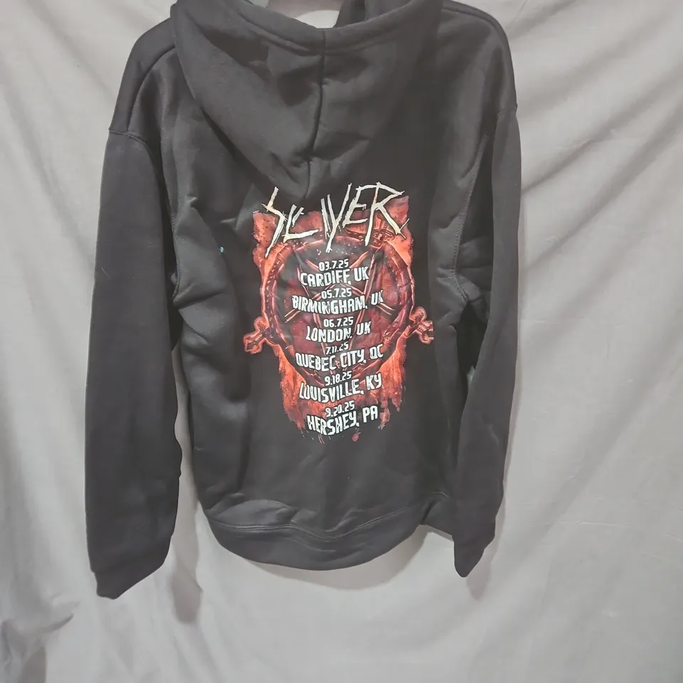 SLAYER BAND HOODIE – BLACK, UK 3XL, BACK PRINT TOUR DATES