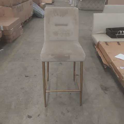 DANETTI KEIRA CHAMPAGNE VELVET AND BRASS STATIC BAR STOOL