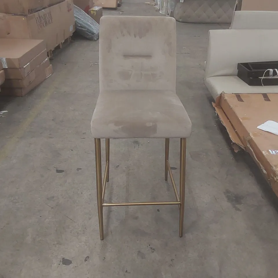 DANETTI KEIRA CHAMPAGNE VELVET AND BRASS STATIC BAR STOOL
