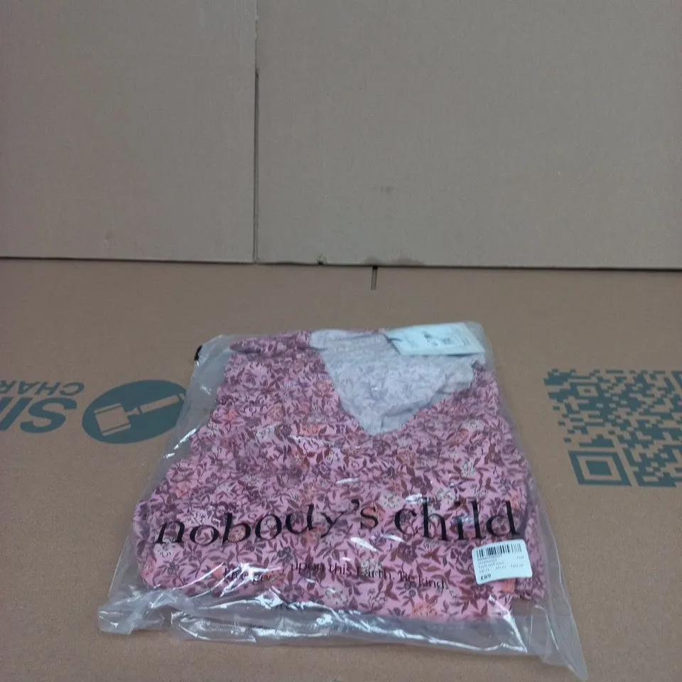 NOBODYS CHILD ATLAS MIDI DRESS – PINK FLORAL, UK 14 (EU 42, US 10)
