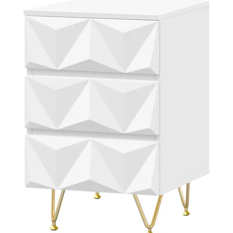 ARMADEO 3 DRAWER BEDSIDE TABLE - WHITE