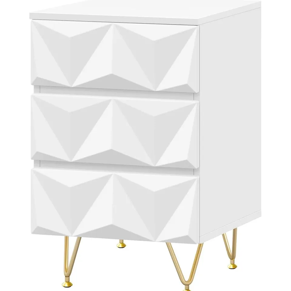 ARMADEO 3 DRAWER BEDSIDE TABLE - WHITE
