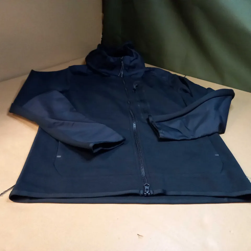 NIKE BLACK/LOGO ZIPPED HOODED JACKET - SMALL