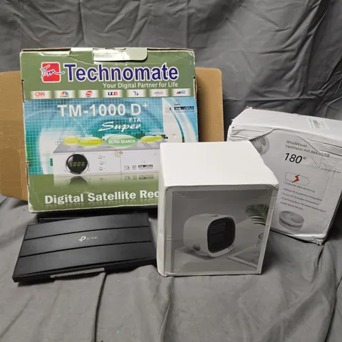 APPROXIMATELY 15 ASSORTED ITEMS TO INCLUDE DIGITAL SATELLITE RECEIVER, AIR COOLER, ROUTER, ETC