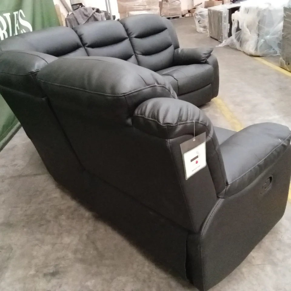 ROTHBURY LUXURY FAUX LEATHER HIGH BACK MANUAL RECLINER CORNER GROUP SOFA - BLACK