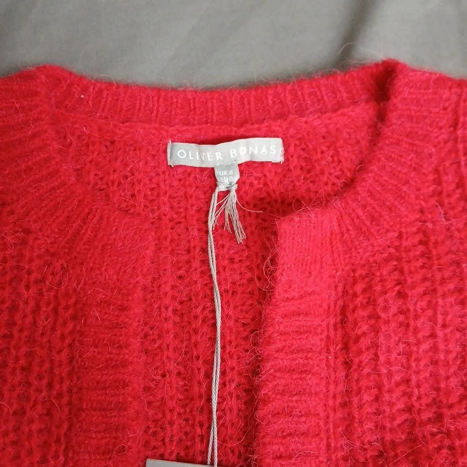 OLIVER BONAS WOMEN'S KNITTED CARDIGAN – RED, UK 8