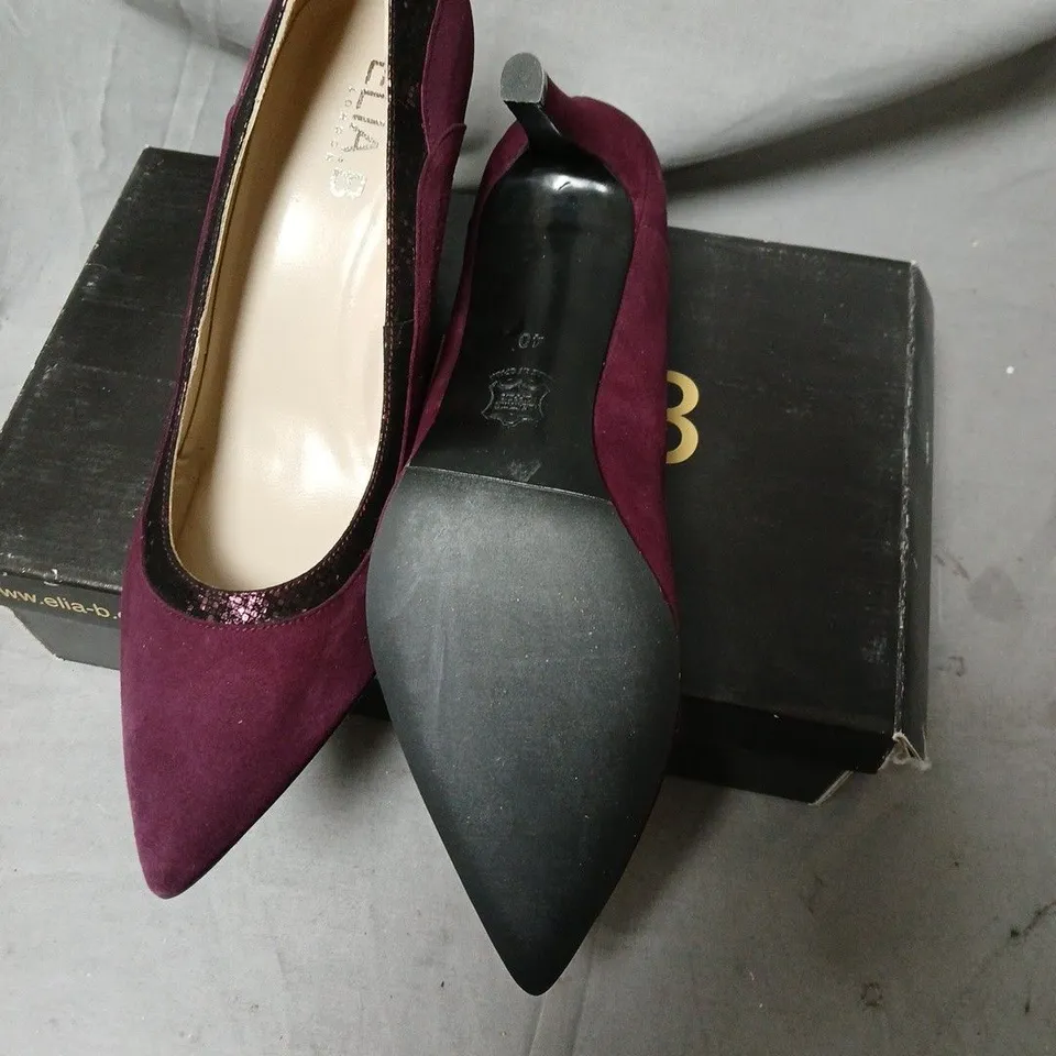 ELIA.B LONDON DIANA BURGUNDY SUEDE HIGH HEEL SHOES, UK 7 (EU 40)