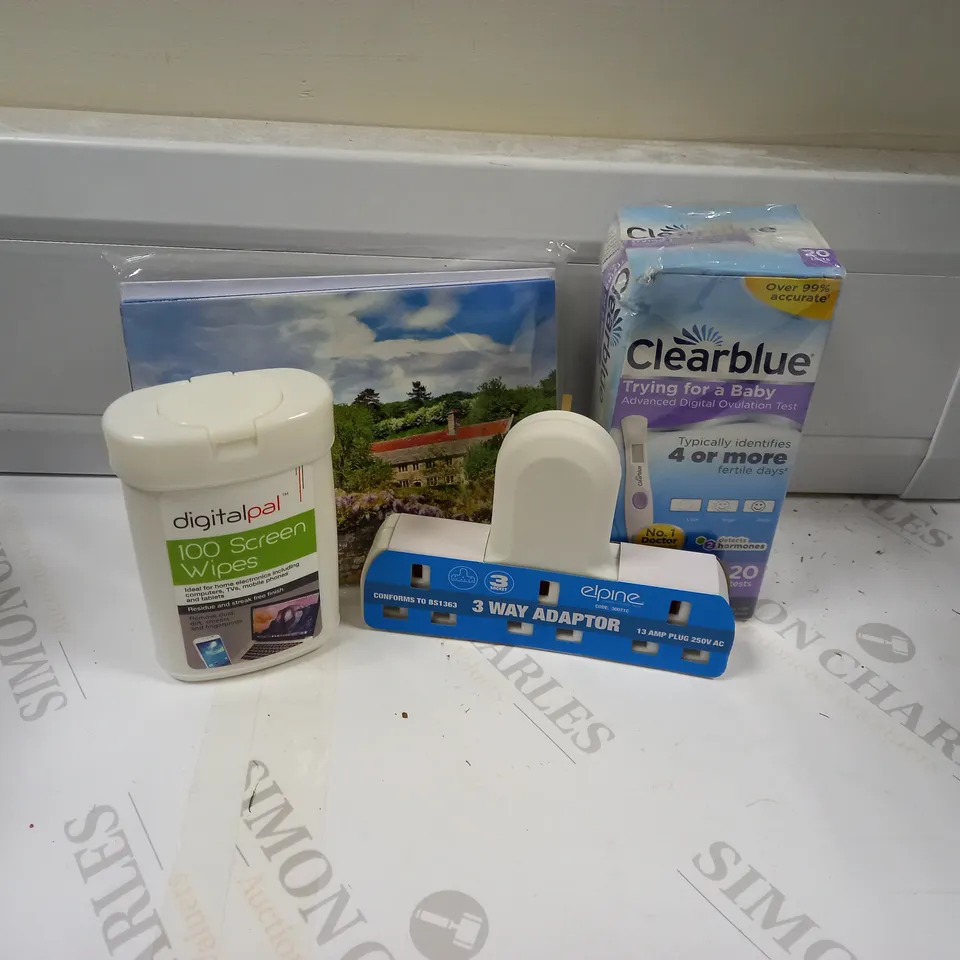 LOT OF APPROX 20 HOUSEHOLD ITEMS TO INCLUDE 3 WAY ADAPTOR, POSTCARDS AND SCREEN WIPES