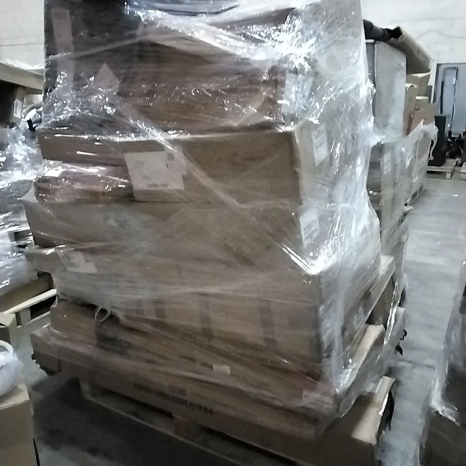 PALLET OF HOUSEHOLD ITEMS TO INCLUDE VANITY UNIT, CROSSWORD GAME, TELESCOPIC LADDERS, GRINDING MACHINE AND OTHER ASSORTED ITEMS...