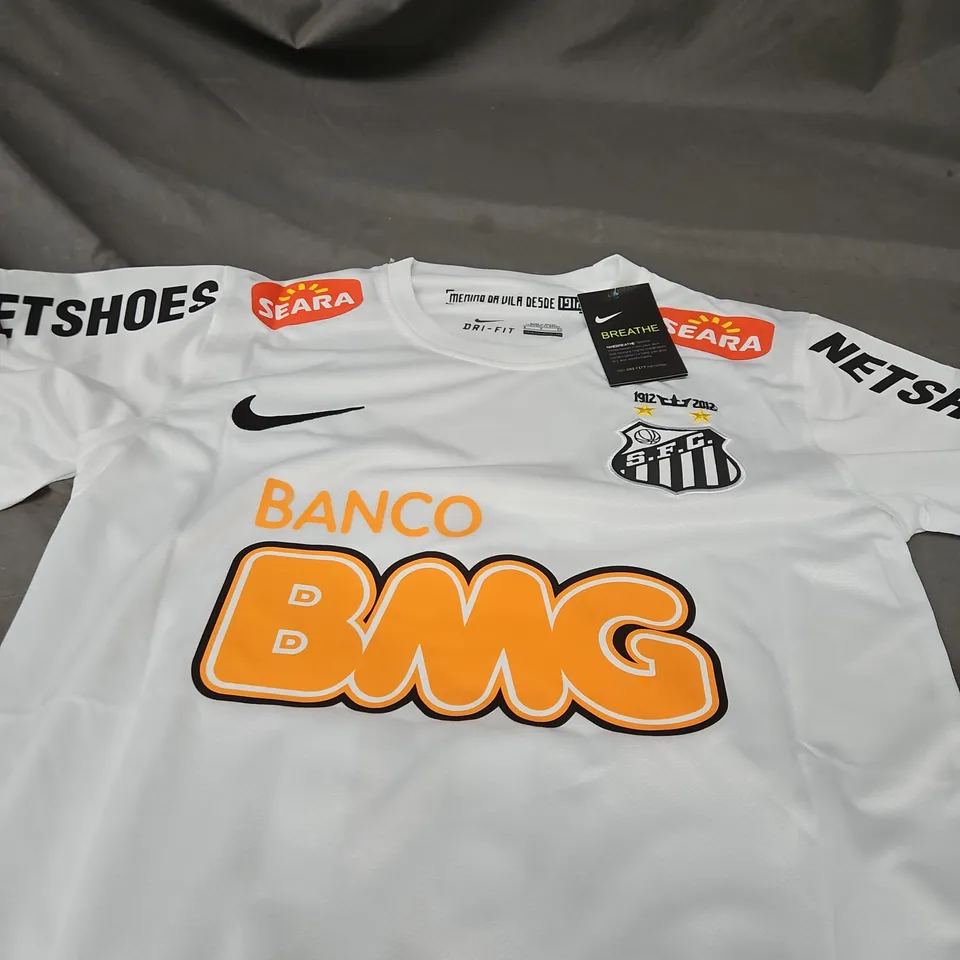 NIKE SOCCER JERSEY – NEYMAR JR. 11, SANTOS FC – WHITE (MEN'S) - S