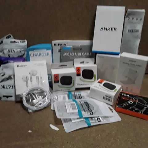 LOT TO CONTAIN 20 ASSORTED ITEMS TO INCLUDE EARPHONES SUB CABLES AIRPOD CASES ECT