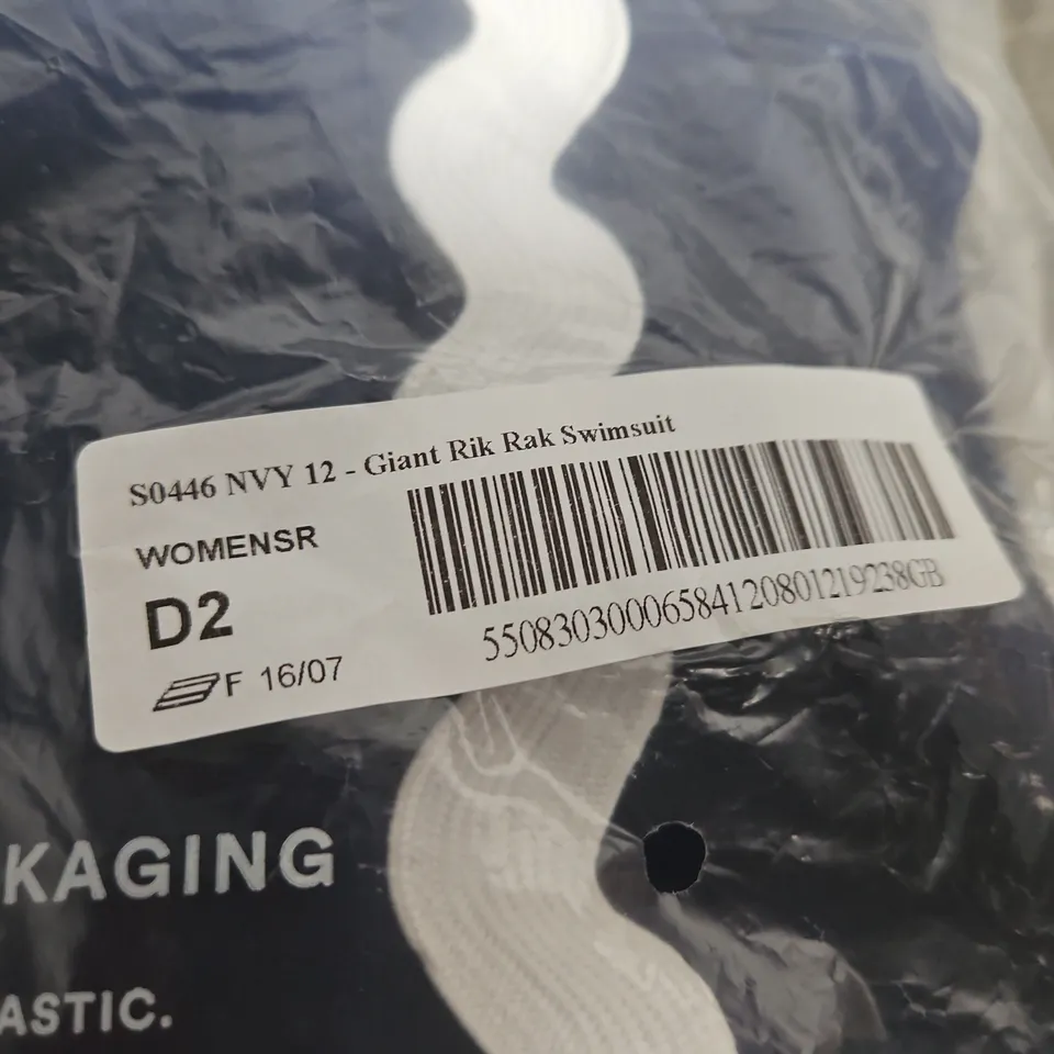 BODEN GIANT RIK RAK SWIMSUIT – WOMEN'S NAVY, SIZE 12
