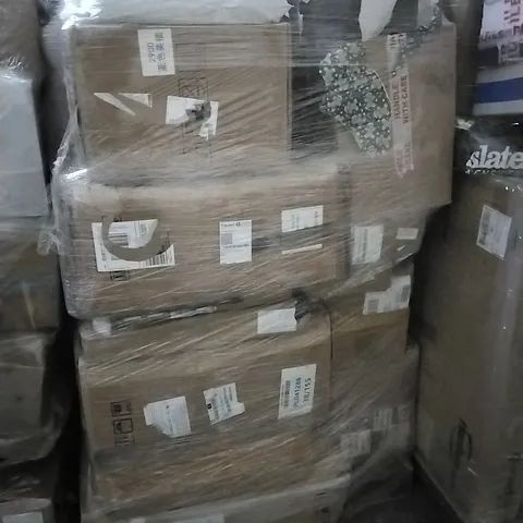 PALLET OF HOUSEHOLD ITEMS TO INCLUDE WHEEL SET, HOOVER HEAD, ELECTRIC DRILL STAND AND OTHER ASSORTED ITEMS...