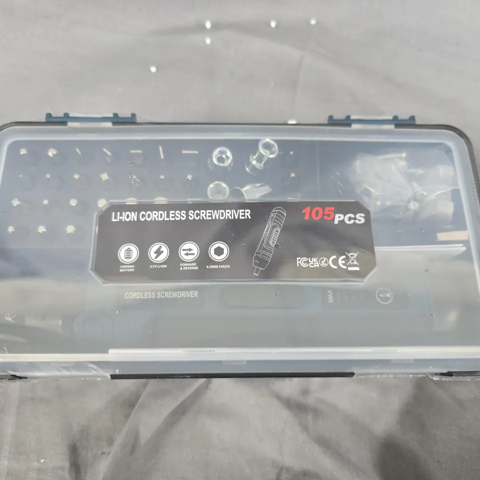 LI-ION CORDLESS SCREWDRIVER SET – 105 PIECES IN CASE