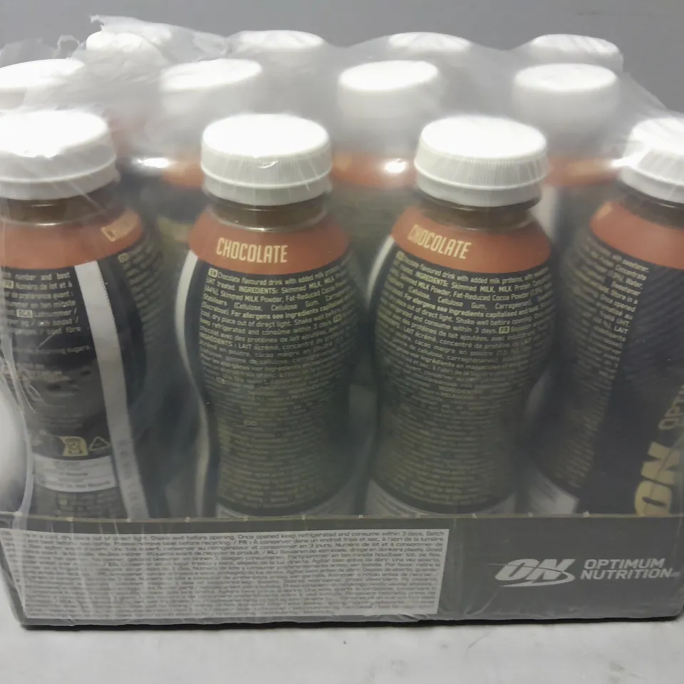 12 OPTIMUM NUTRITION CHOCOLATE PROTEIN SHAKES (12x 500ml) - COLLECTION ONLY