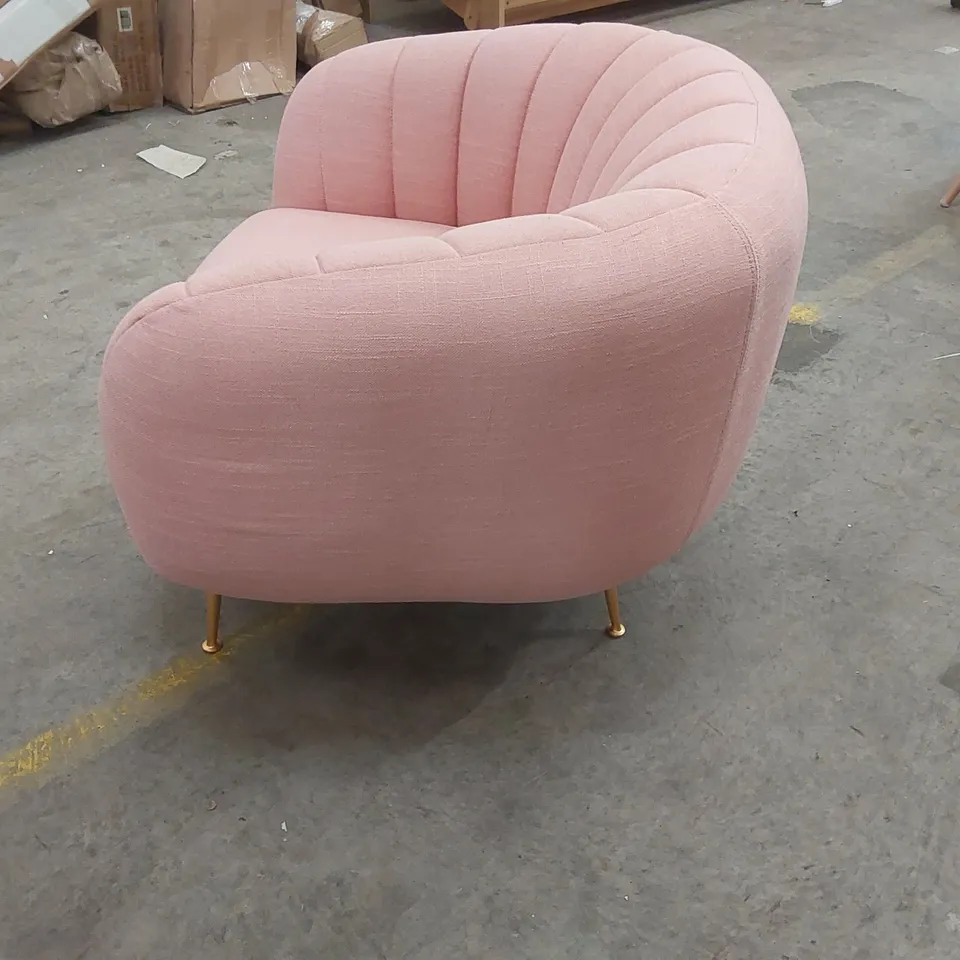DESIGNER PINK FABRIC UPHOLSTERED ARM CHAIR
