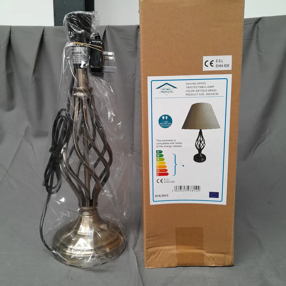 BOXED OPTIMAL PRODUCTS TWISTED TABLE LAMP