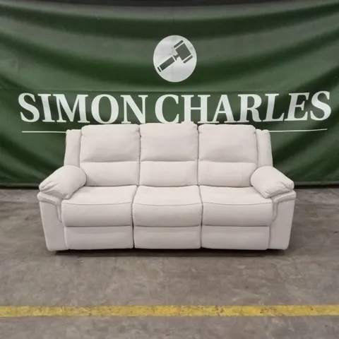 ALBION FABRIC 3 SEATER HIGH BACK MANUAL RECLINER SOFA - GREY