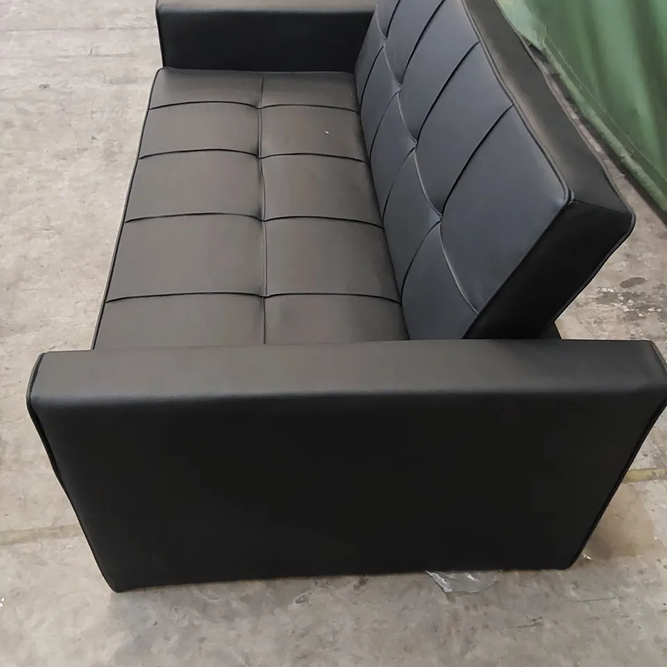 DESIGNER 2-SEATER BLACK LEATHER SOFA BED 