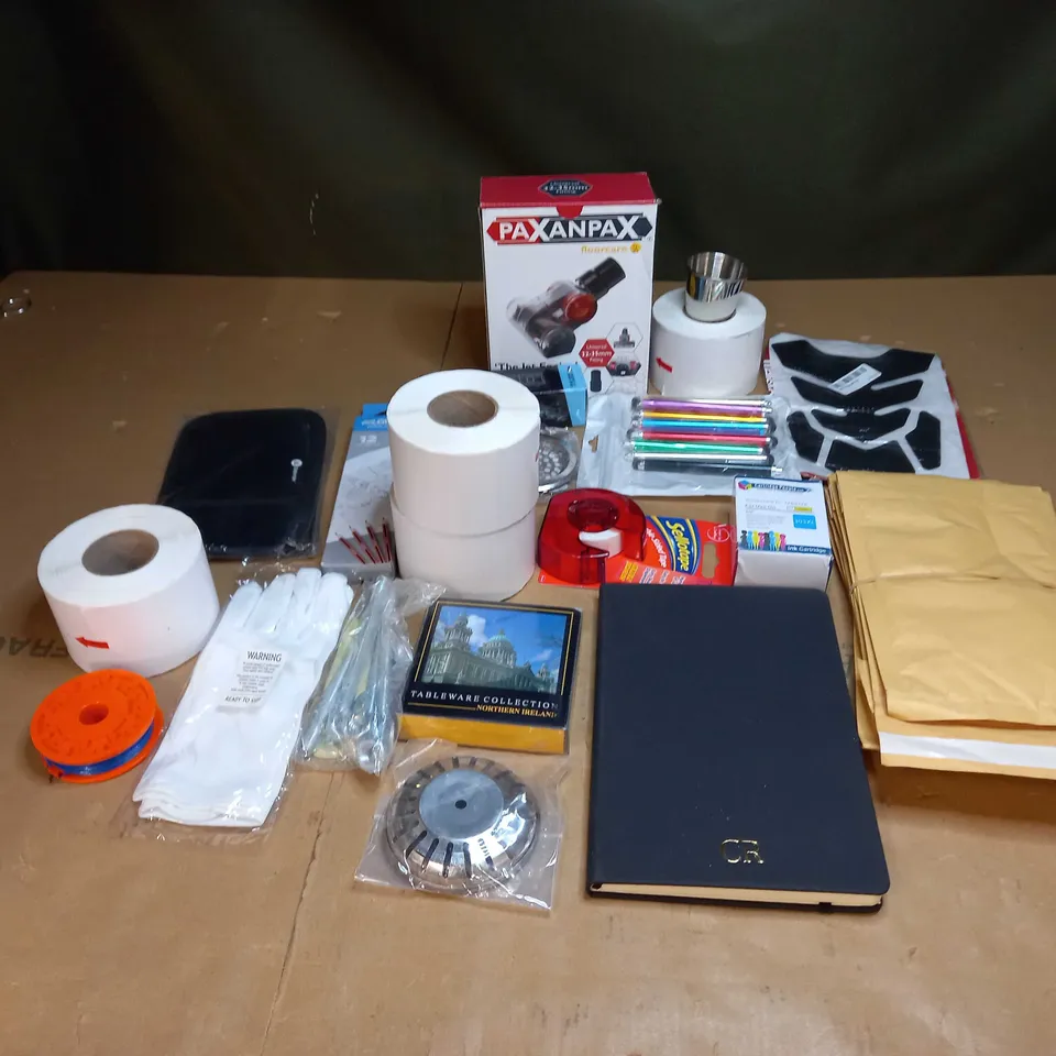 LOT OF ASSORTED ITEMS TO INCLUDE HOOVER PARTS, STICKY LABELS AND DIARIES