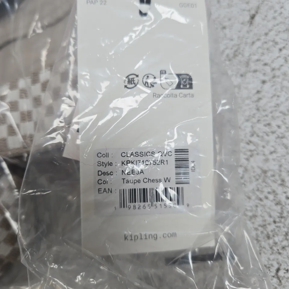 KIPLING TAUPE CHESS TOTE BAG – WITH TAG