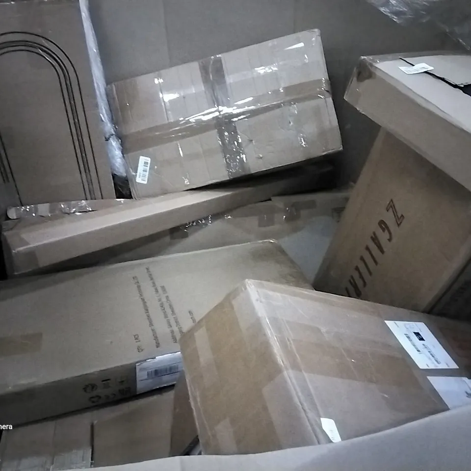 PALLET OF ASSORTED ITEMS INCLUDING MOOLAN MULTI-FUNCTION STEAM MOP, DRIPEX MAKEUP MIRROR, EV CHARGER TYPE 2, PVC PIPE