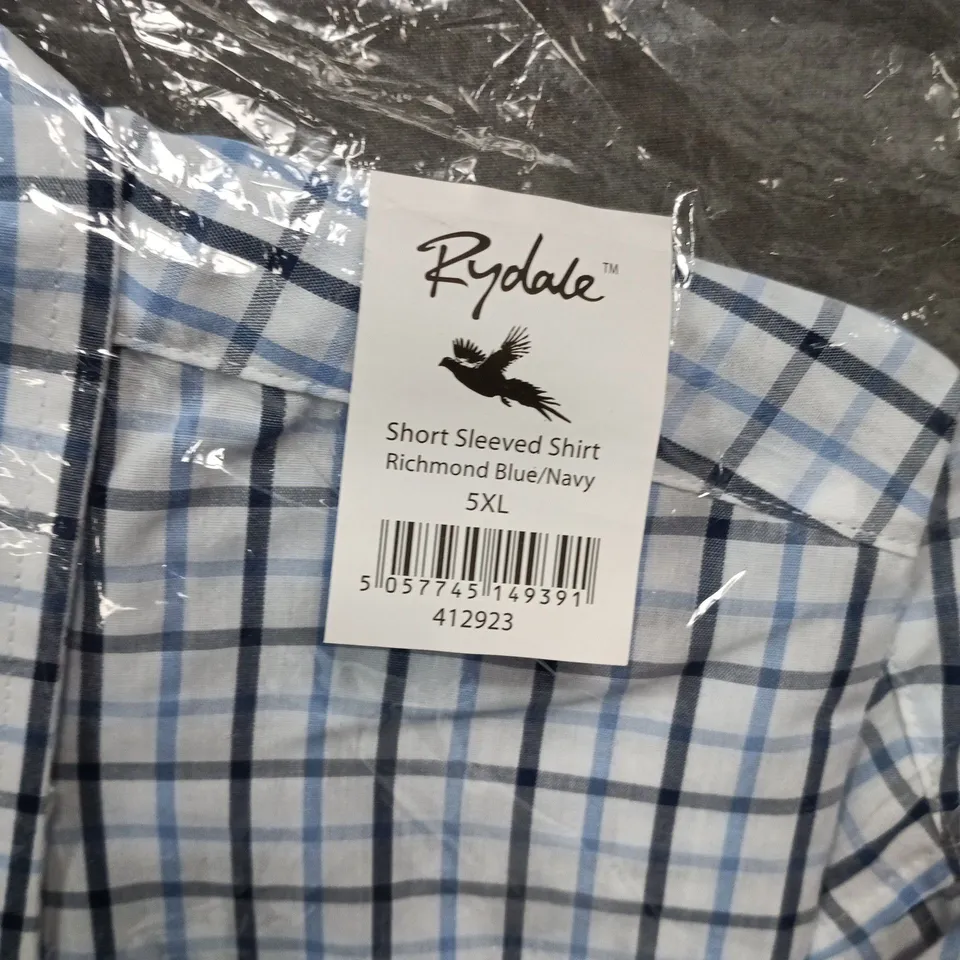 RYDALE SHORT SLEEVE SHIRT – MEN'S, RICHMOND BLUE/NAVY CHECK, UK 5XL