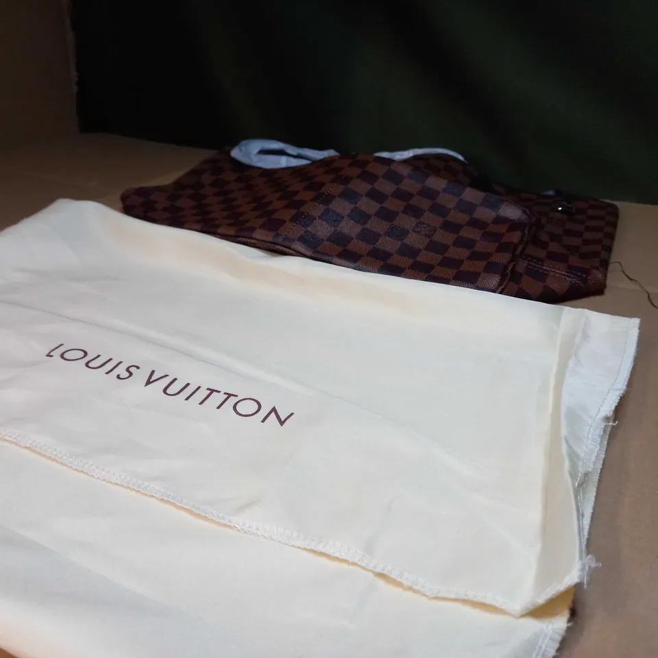 LOUIS VUITTON BROWN CHECK/LOGO LARGE HANDBAG