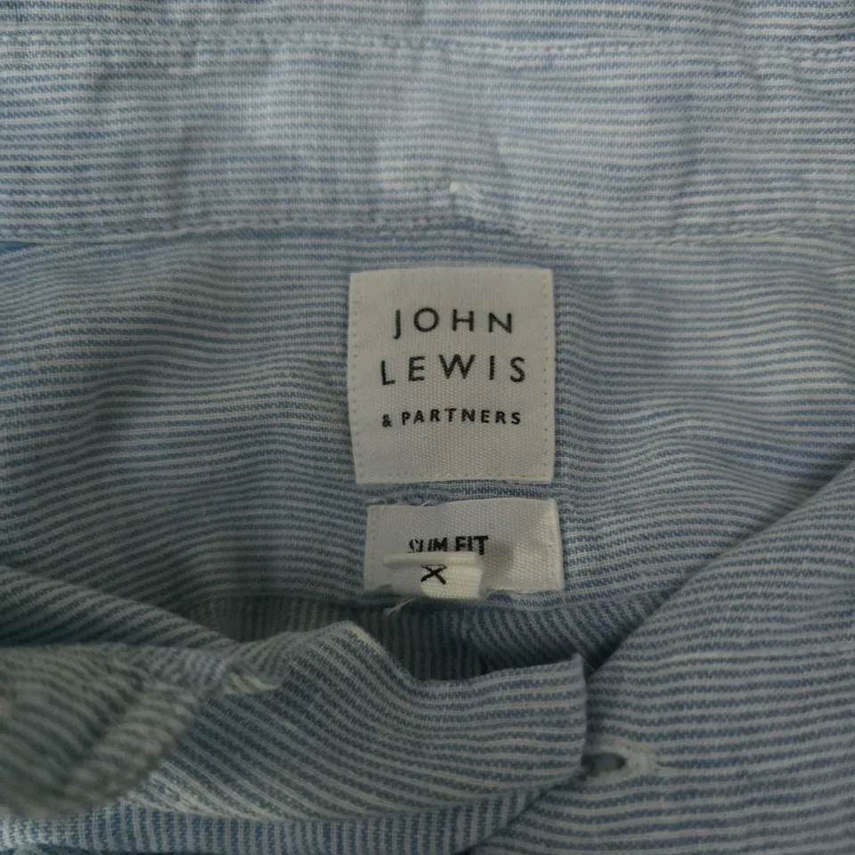 JOHN LEWIS & PARTNERS SLIM FIT SHIRT – XL LIGHT BLUE STRIPE (MEN'S)