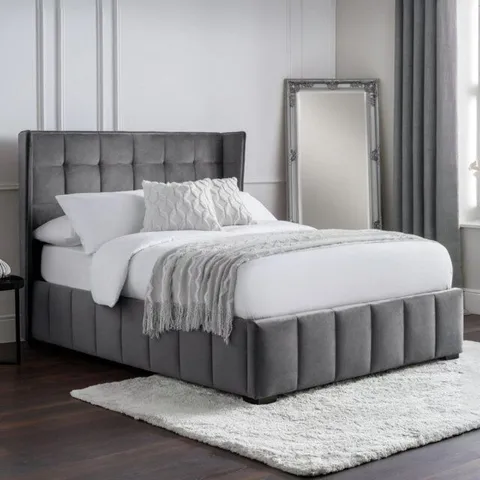 BOXED PALMIRA UPHOLSTERED BED FRAME [2 BOXES] [LIGHT GREY] -KINGSIZE-