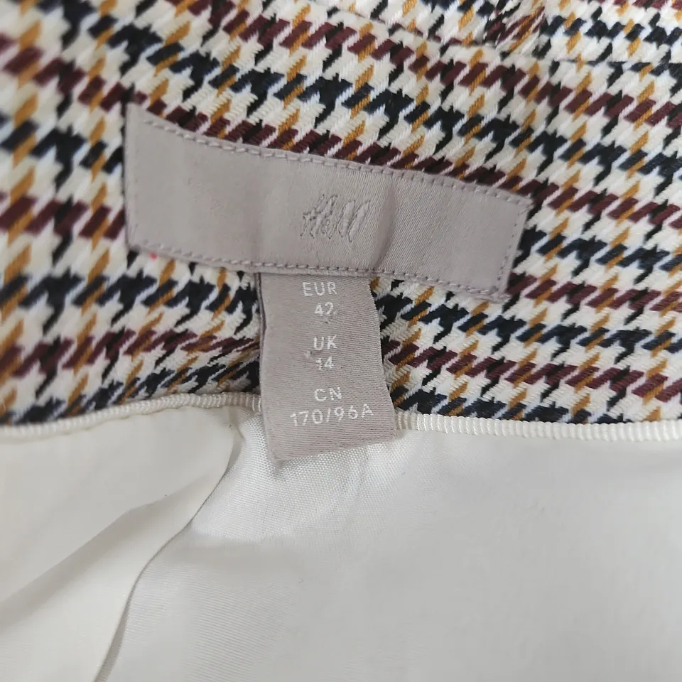 H&M WOMEN'S HOUNDSTOOTH TWEED BLAZER - MULTICOLOR, EU 42 / UK 14