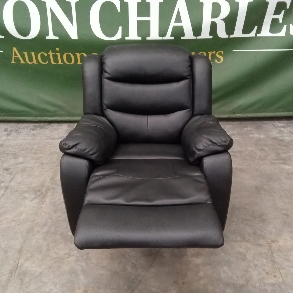 ROTHBURY LUXURY FAUX LEATHER HIGH BACK MANUAL RECLINER ARMCHAIR  - BLACK RRP £449